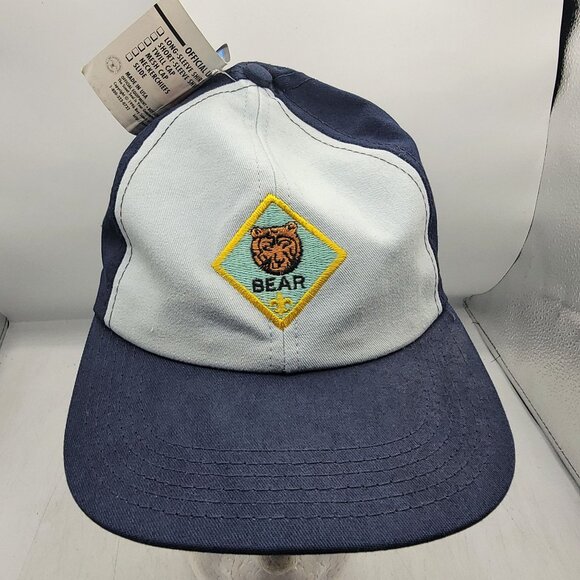 Boy Scouts Of America Blue White Cap Bear Twill S/M Adjustable Casual Outdoors - Picture 1 of 10
